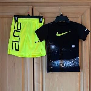 Nike Black and Neon Yellow Kids Outfit